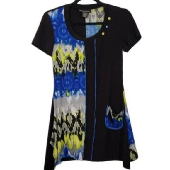 Frank Lyman Tunic Top Shark Bite Hem Round Neck Size 2 Made in Canada - Picture 1 of 13